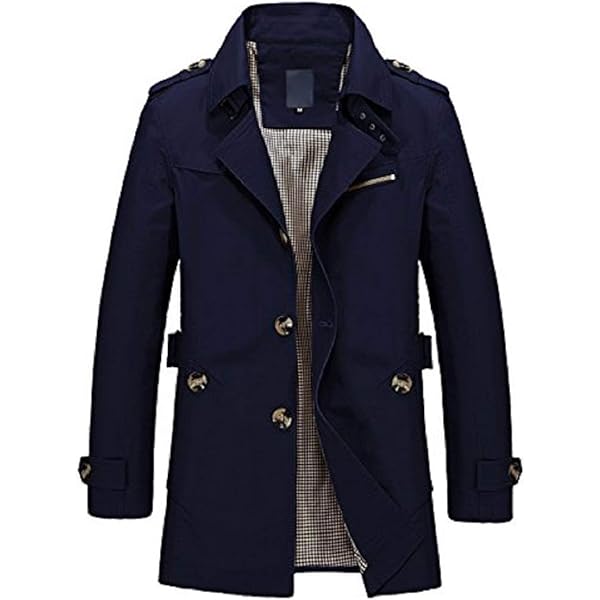 Maiyifu-GJ Mens Spring Fall Windbreaker Trench Coat Slim
